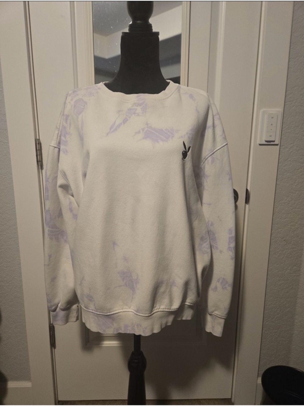 Missguided White Lavender Tie-Dye Crew Neck Sweater